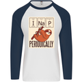 I Nap Funny Periodic Table Sloth Geek Sleep Mens L/S Baseball T-Shirt White/Navy Blue