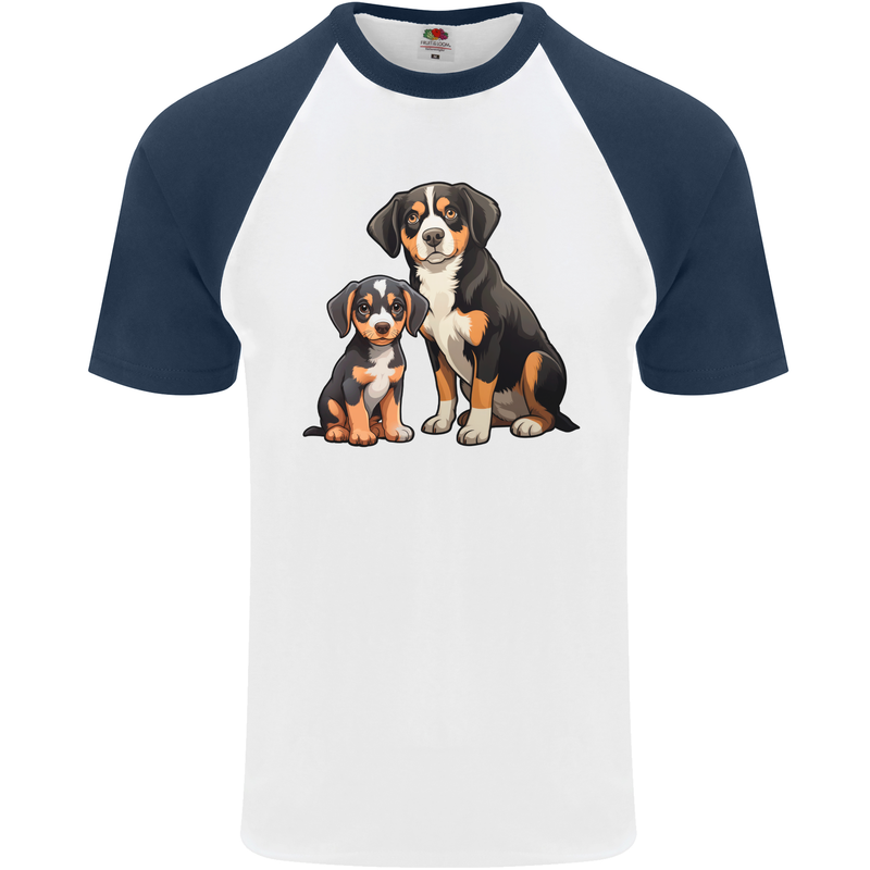 Entlebucher With Puppy Dog Mens S/S Baseball T-Shirt White/Navy Blue