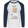 Dog Trust Me I'm a Dogctor Doctor Vet Funny Mens L/S Baseball T-Shirt White/Navy Blue