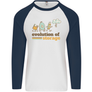 Storage Evolution Retro HD Drive USB Stick CD Mens L/S Baseball T-Shirt White/Navy Blue