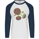 Funny Kiwi Fruit Bird Mom Dad Mens L/S Baseball T-Shirt White/Navy Blue
