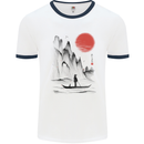 A Japanese Boat at Sunset Mens Ringer T-Shirt White/Navy Blue