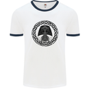 A Viking Ship Mens Ringer T-Shirt White/Navy Blue