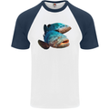 Goliath Fish Fishing Fisherman Mens S/S Baseball T-Shirt White/Navy Blue