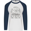 Never Underestimate an Old Man Table Tennis Mens L/S Baseball T-Shirt White/Navy Blue