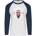 Legendary British Scooter Motorcycle MOD Mens L/S Baseball T-Shirt White/Navy Blue