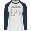 Funny Camping Weiner Mens L/S Baseball T-Shirt White/Navy Blue