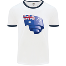 Curled Australia Flag Australian Day Football Mens Ringer T-Shirt White/Navy Blue