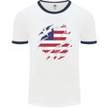 Torn Liberia Flag Liberian Day Football Mens Ringer T-Shirt White/Navy Blue