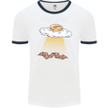 Bacon Abduction Funny Alien UFO Food Mens Ringer T-Shirt White/Navy Blue