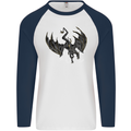 Moodolf Funny Rudolf Christmas Cow Mens L/S Baseball T-Shirt White/Navy Blue