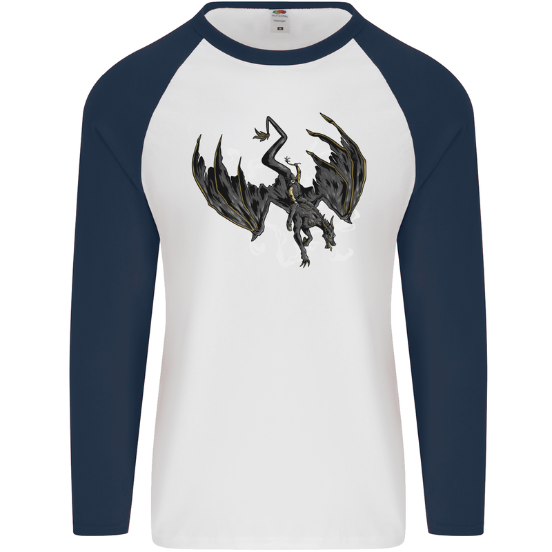 Moodolf Funny Rudolf Christmas Cow Mens L/S Baseball T-Shirt White/Navy Blue
