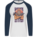 Blacksmiths Hit it Hard and Get it Hot Mens L/S Baseball T-Shirt White/Navy Blue