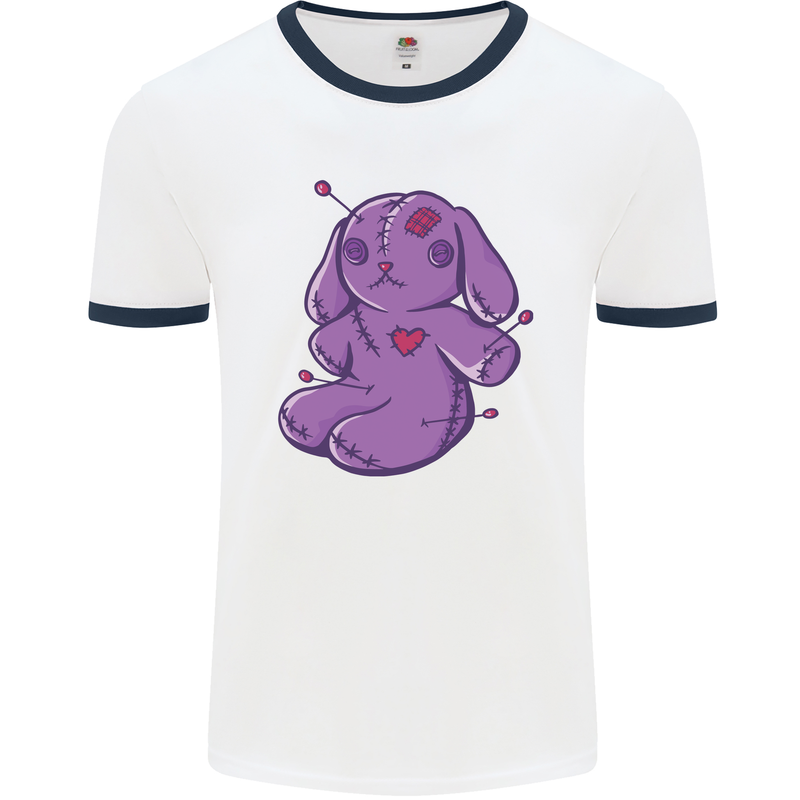 A Voodoo Doll Rabbit Mens Ringer T-Shirt White/Navy Blue