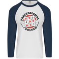 Professional Sudoku Solver Funny Mens L/S Baseball T-Shirt White/Navy Blue