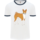 A Basenji Hunting Dog Mens Ringer T-Shirt White/Navy Blue