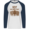 We Herd That Funny Cow Mens L/S Baseball T-Shirt White/Navy Blue