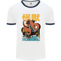 Kaiju Dragon King Ghidorah Japanese Monster Mens Ringer T-Shirt White/Navy Blue