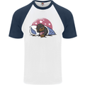 A Dachshund in Bed Dog Mens S/S Baseball T-Shirt White/Navy Blue