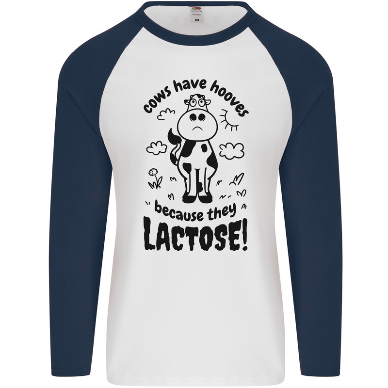 Cows Have Hooves Because They Lack Toes Mens L/S Baseball T-Shirt White/Navy Blue