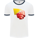 Curled Bhutan Flag Bhutanese Day Football Mens Ringer T-Shirt White/Navy Blue
