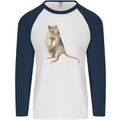 A Potoroo Mens L/S Baseball T-Shirt White/Navy Blue