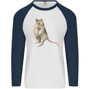 A Potoroo Mens L/S Baseball T-Shirt White/Navy Blue