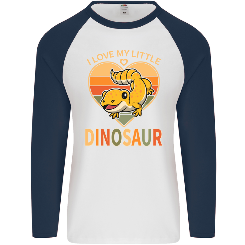 I Love My Little Dragon Bearded Dragon Mens L/S Baseball T-Shirt White/Navy Blue