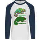 Chameleoff Chameleon Funny Off On Mens L/S Baseball T-Shirt White/Navy Blue