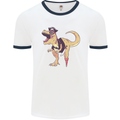 Pirate T-Rex Funny Dinosaur Mens Ringer T-Shirt White/Navy Blue