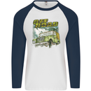 Off Road 4X4 Off Roading Four Wheel Drive Mens L/S Baseball T-Shirt White/Navy Blue