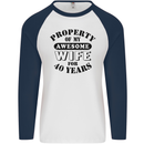 40th Wedding Anniversary 40 Year Funny Wife Mens L/S Baseball T-Shirt White/Navy Blue