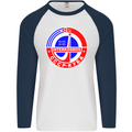 INTERKOSMOS CCCP Soviet Space USSR Logo Mens L/S Baseball T-Shirt White/Navy Blue