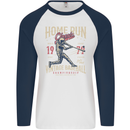 Home Run Vintage Baseball Player Mens L/S Baseball T-Shirt White/Navy Blue