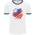 Torn Myanmar Flag Burmese Day Football Mens Ringer T-Shirt White/Navy Blue