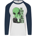 The Name is Al Alien Funny Movie Parody Mens L/S Baseball T-Shirt White/Navy Blue