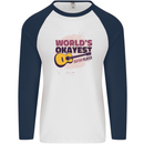 World's Okayest Guitar Player Funny Mens L/S Baseball T-Shirt White/Navy Blue