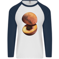 Mars Peach Space Planets Cosmos Mens L/S Baseball T-Shirt White/Navy Blue