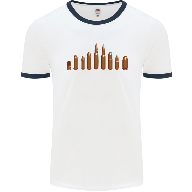 Bullets Hunting Army Military Sniper Soldier Para Mens Ringer T-Shirt White/Navy Blue