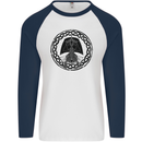 A Viking Ship Mens L/S Baseball T-Shirt White/Navy Blue
