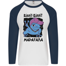 Ribbit Madafaka Funny Gangsta Frog Mens L/S Baseball T-Shirt White/Navy Blue