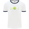 Tennis Player ECG Pulse Mens Ringer T-Shirt White/Navy Blue