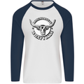 Longhorns is What I Like Cow Cattle Mens L/S Baseball T-Shirt White/Navy Blue