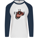 Food I'd Smoke That Funny Chef BBQ Cook Mens L/S Baseball T-Shirt White/Navy Blue