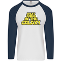 Best Dad in the Galaxy Funny Father's Day Mens L/S Baseball T-Shirt White/Navy Blue