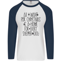 Christmas a Home for Every Shelter Dog Mens L/S Baseball T-Shirt White/Navy Blue