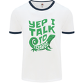 I Talk To Lizards Chameleons Bearded Dragons Mens Ringer T-Shirt White/Navy Blue