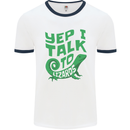 I Talk To Lizards Chameleons Bearded Dragons Mens Ringer T-Shirt White/Navy Blue