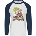 Born to Motocross Dirt Bike Mens L/S Baseball T-Shirt White/Navy Blue