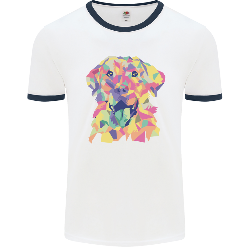 Abstract Labrador Dog Mens Ringer T-Shirt White/Navy Blue